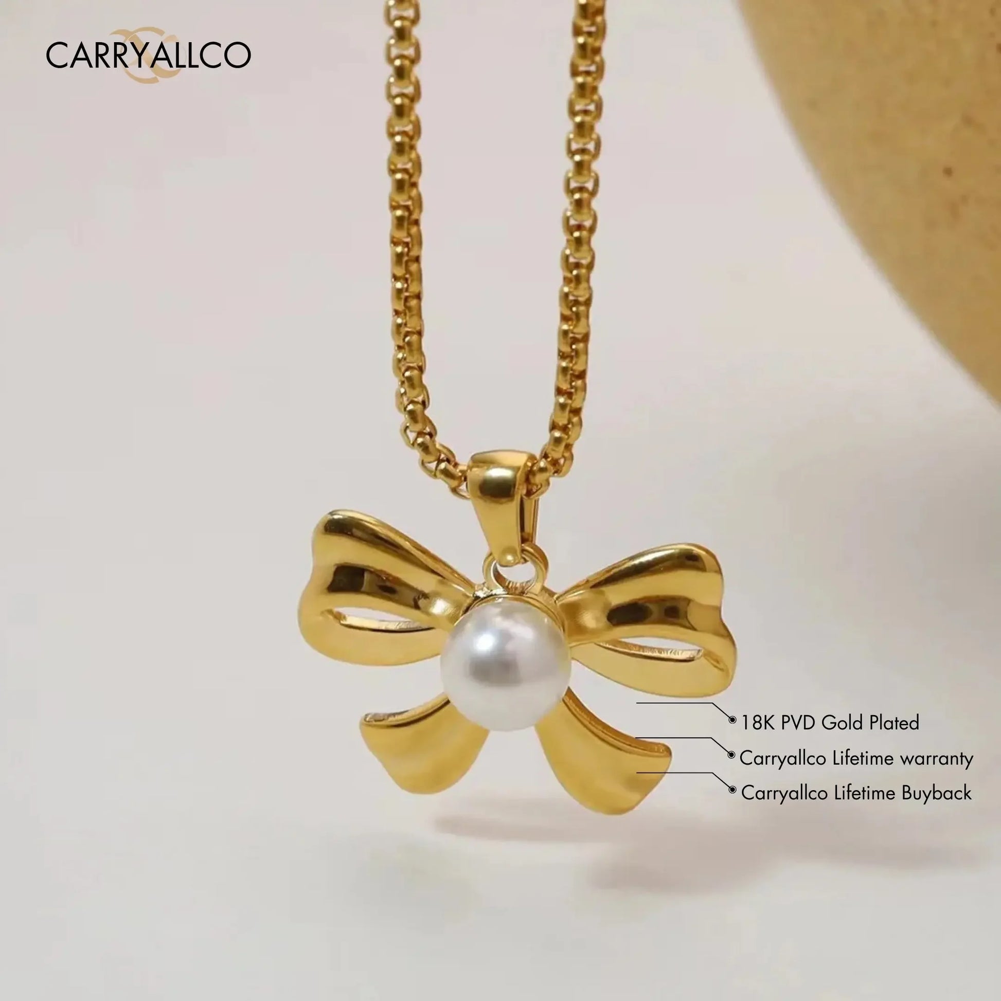 18K Gold Plated Aurora Pearl Bow Pendant – Demi-Fine