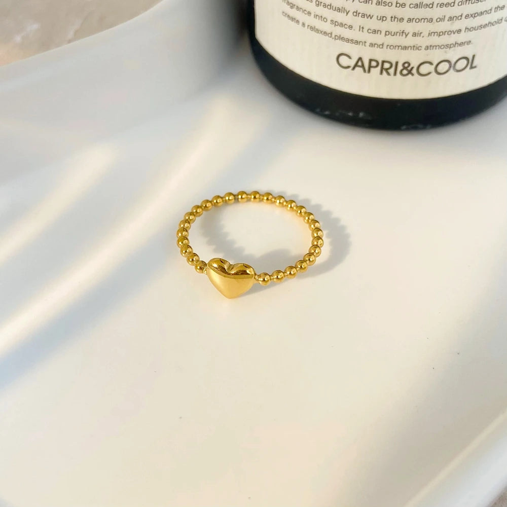 18K Gold Plated Beaded Heart Ring