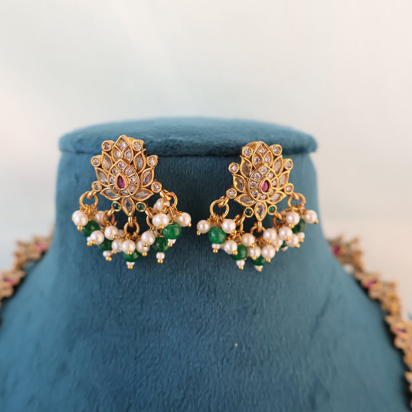 Carryallco Gold Plated Haaram Kempu Fusion Strand