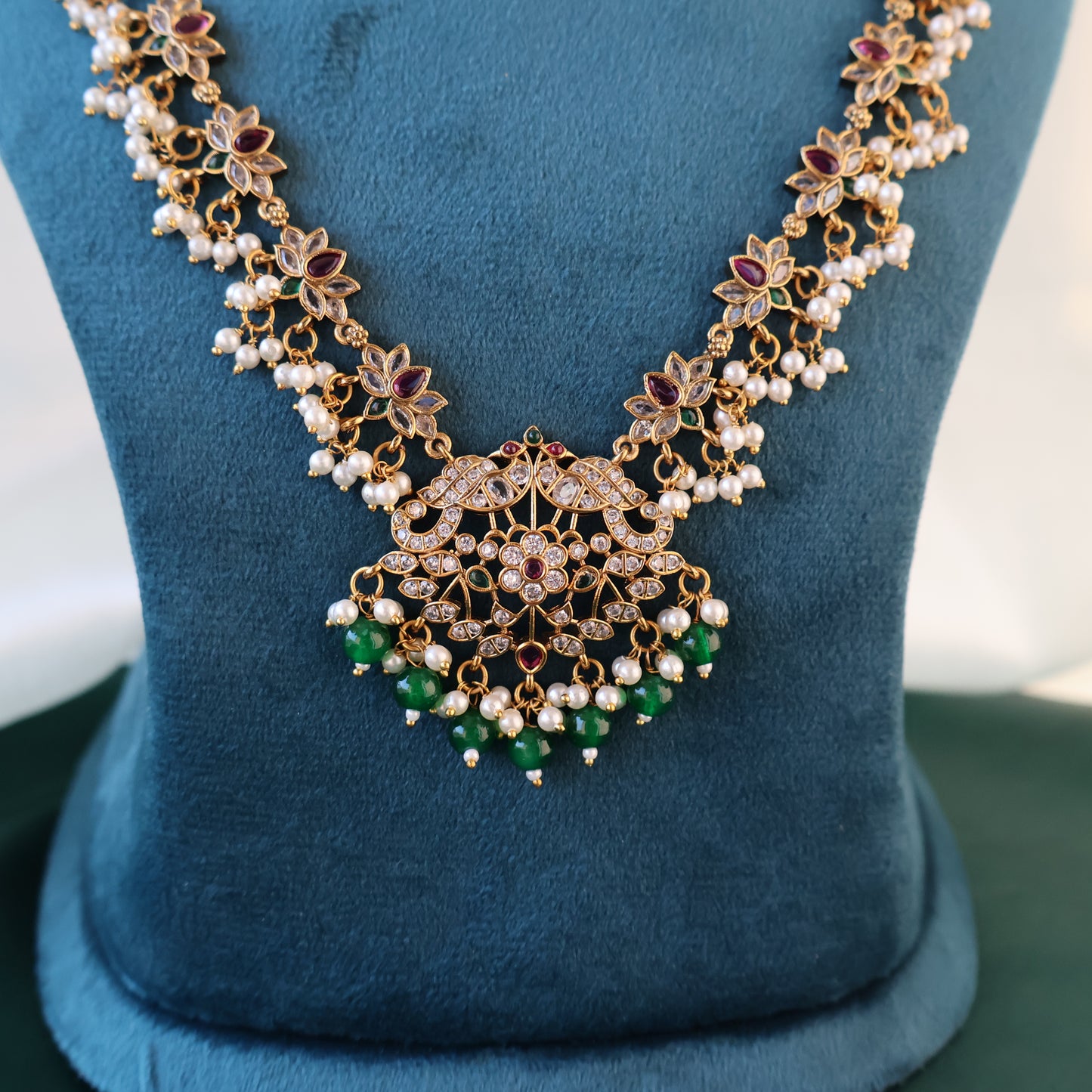 Carryallco Gold Plated Haaram Kempu Fusion Strand