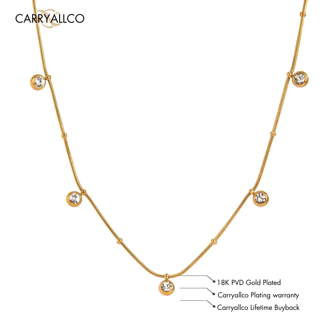 Carryallco 18K Gold Plated White Brilliant Cut Pendant Necklace
