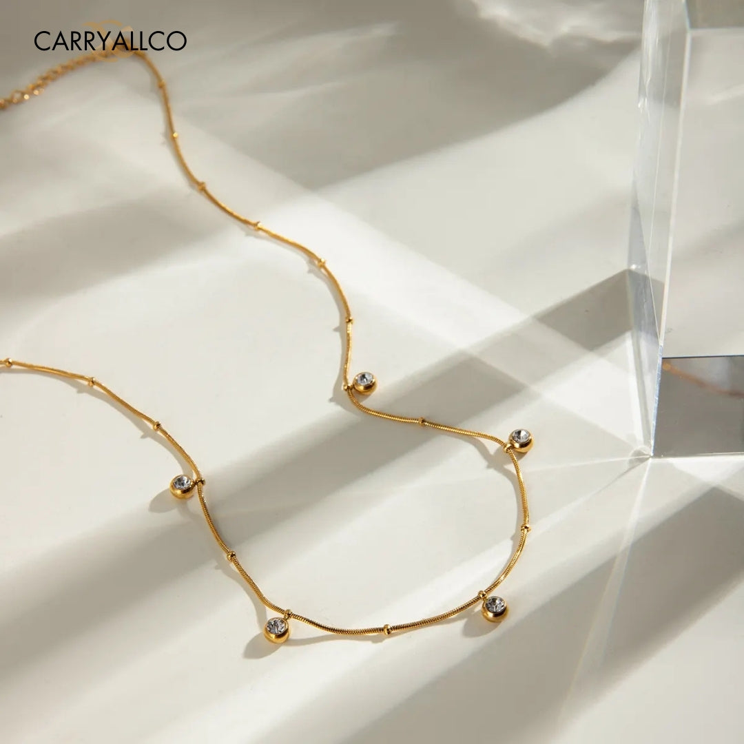 Carryallco 18K Gold Plated White Brilliant Cut Pendant Necklace