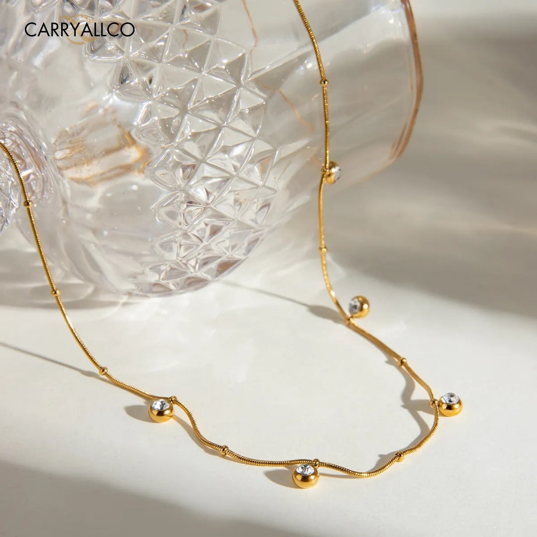 Carryallco 18K Gold Plated White Brilliant Cut Pendant Necklace