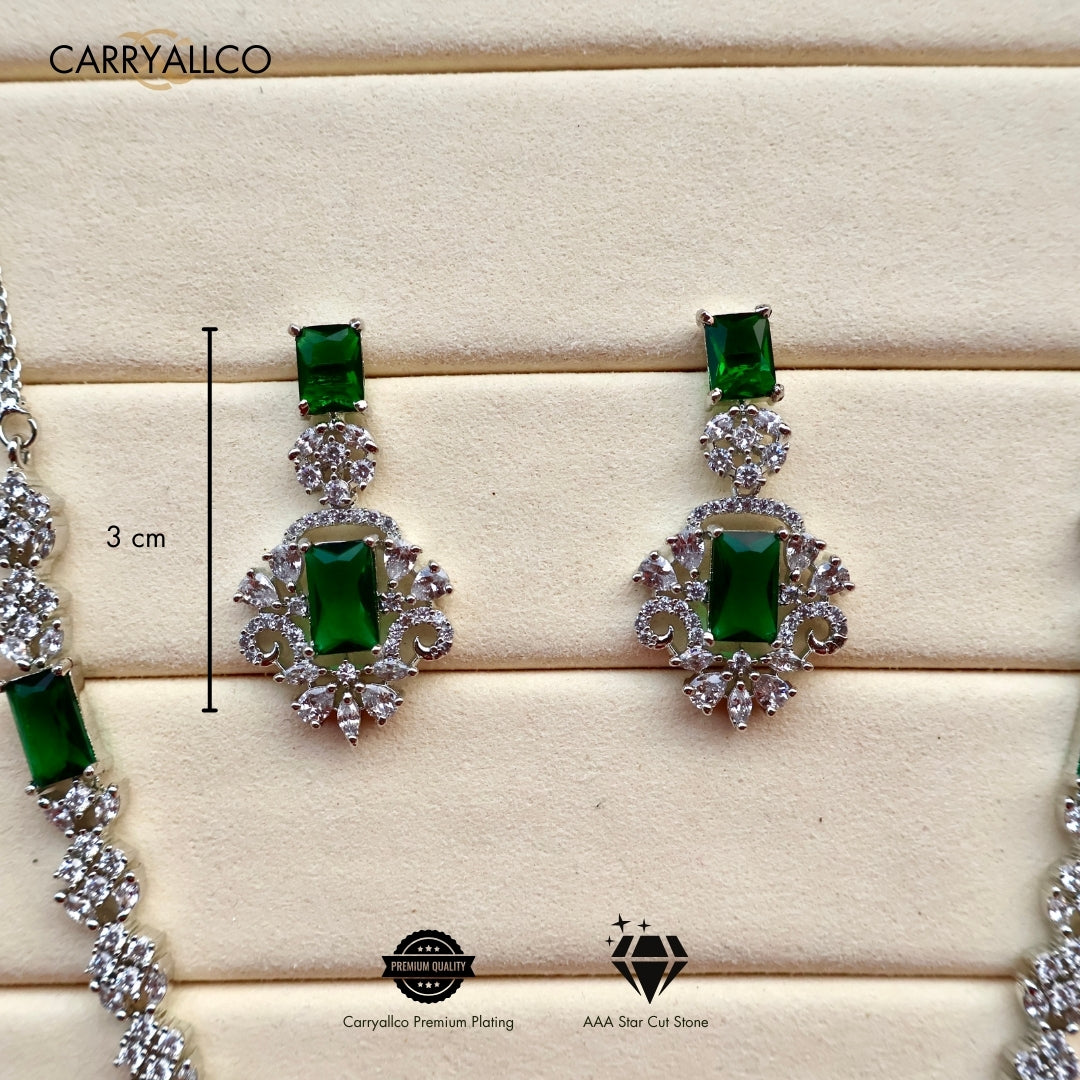 Carryallco Emerald Muse American Diamond Necklace Set