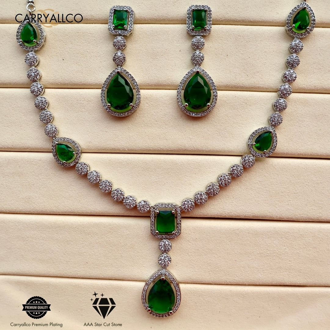 Carryallco Grace Teardrop American Diamond Necklace Set