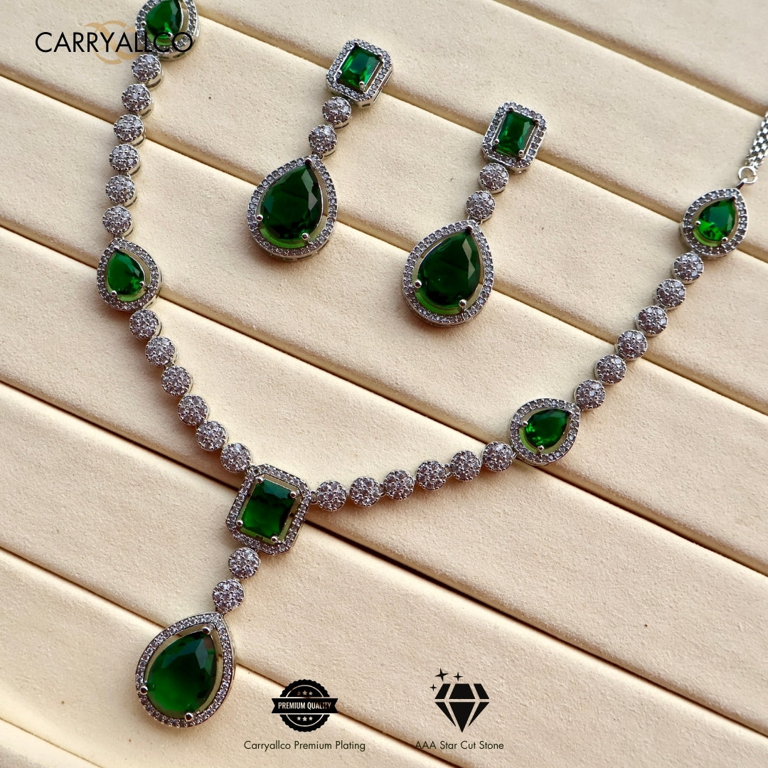Carryallco Grace Teardrop American Diamond Necklace Set