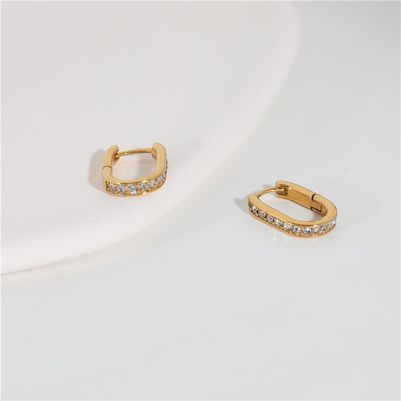 Dainty Zircon Hoop Earrings – 18K Gold Plated