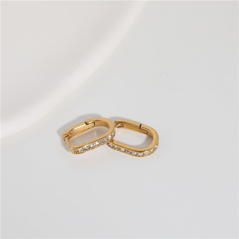 Dainty Zircon Hoop Earrings – 18K Gold Plated