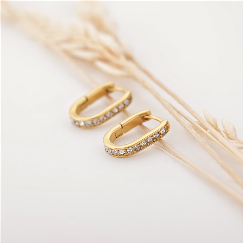 Dainty Zircon Hoop Earrings – 18K Gold Plated