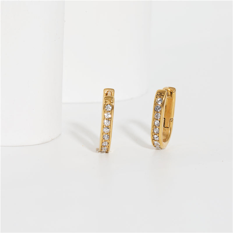 Dainty Zircon Hoop Earrings – 18K Gold Plated