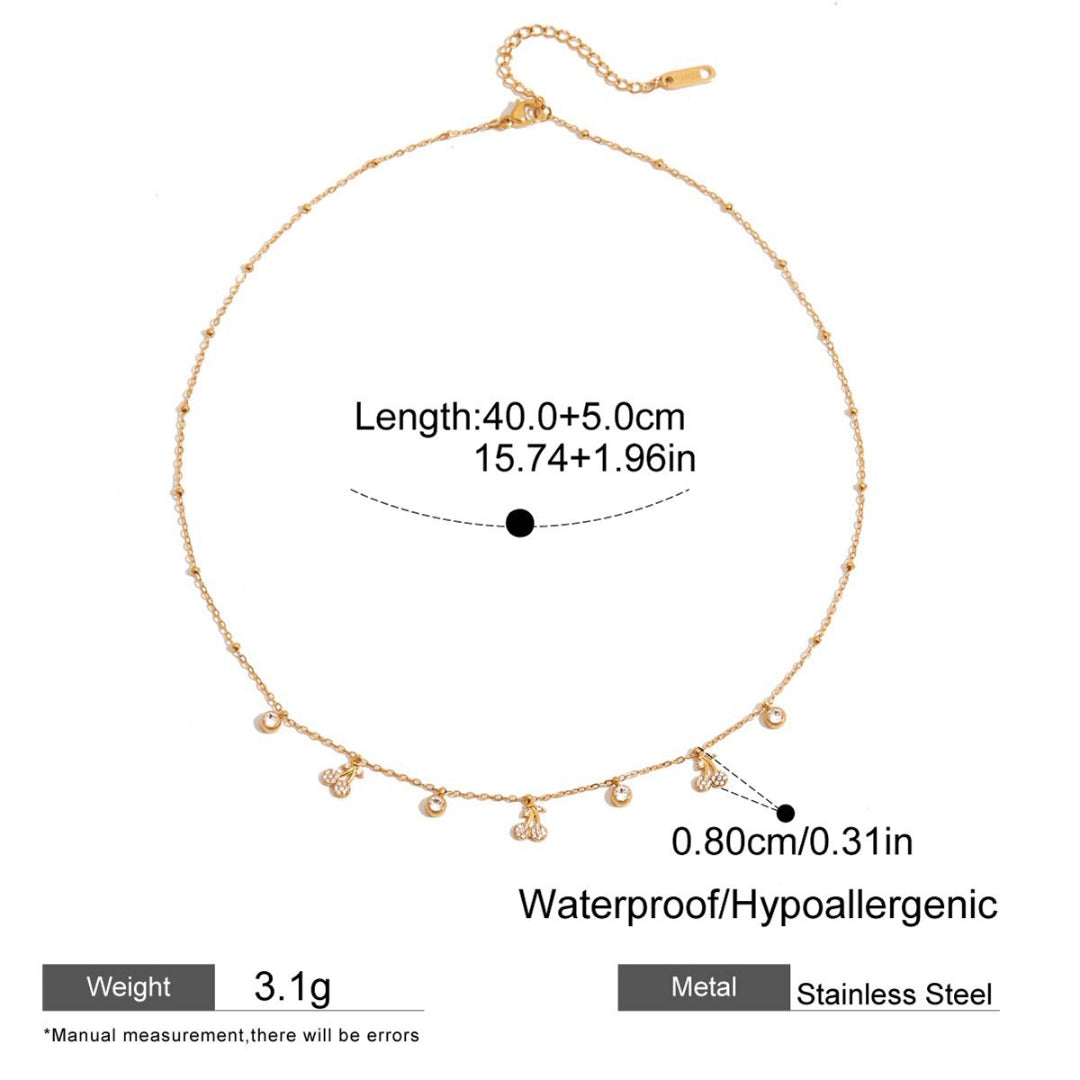 Demi Fine 18K Gold Plated Cherry Charm Zircon Necklace