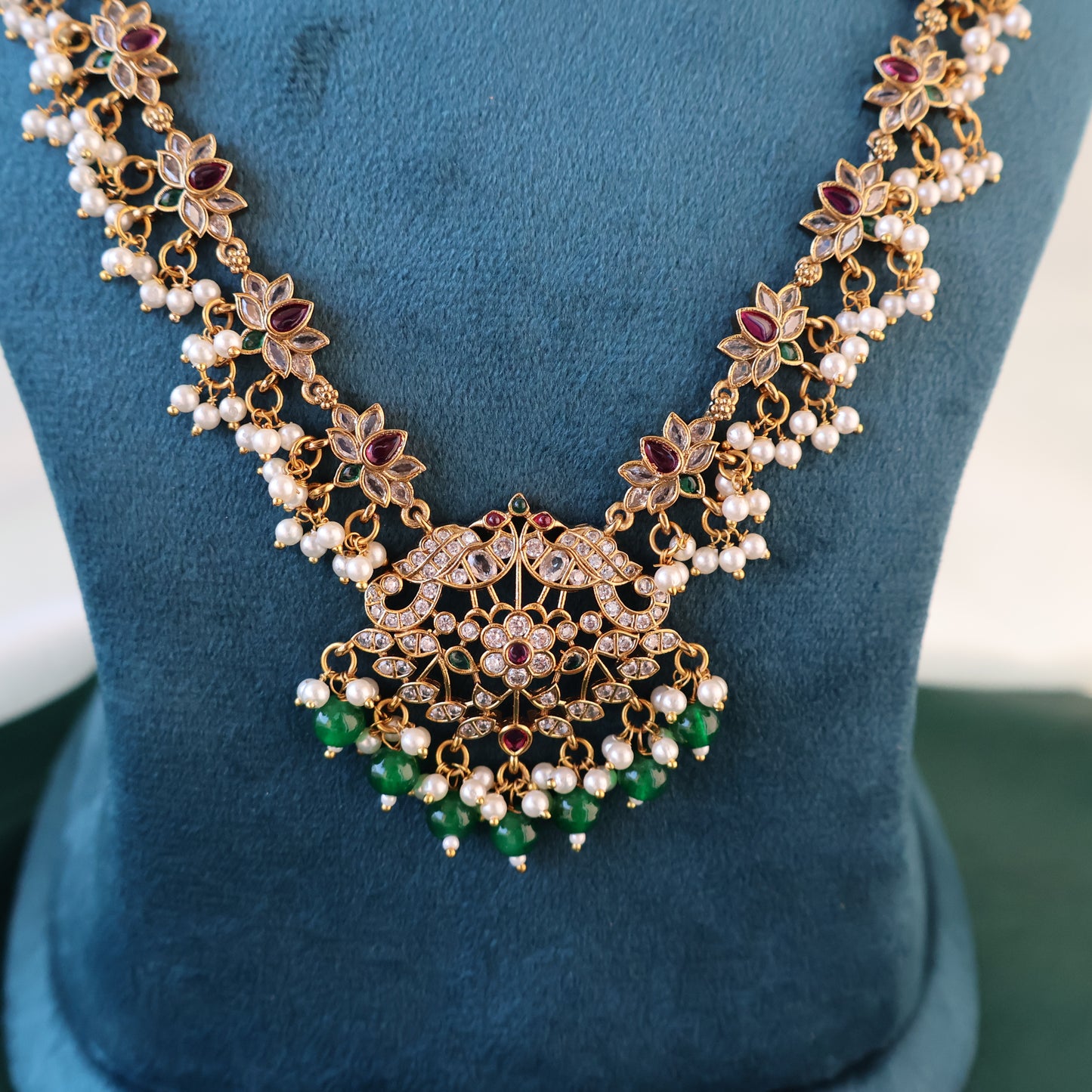 Carryallco Gold Plated Haaram Kempu Fusion Strand