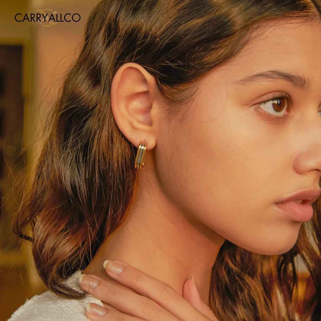 Geometric 18K Gold-Plated Triple Hoop Earrings