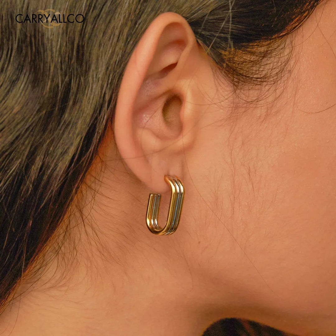 Geometric 18K Gold-Plated Triple Hoop Earrings