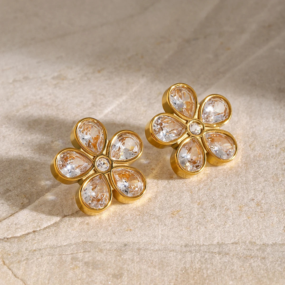 Carryallco Timeless Crystal Flower Stud Earrings