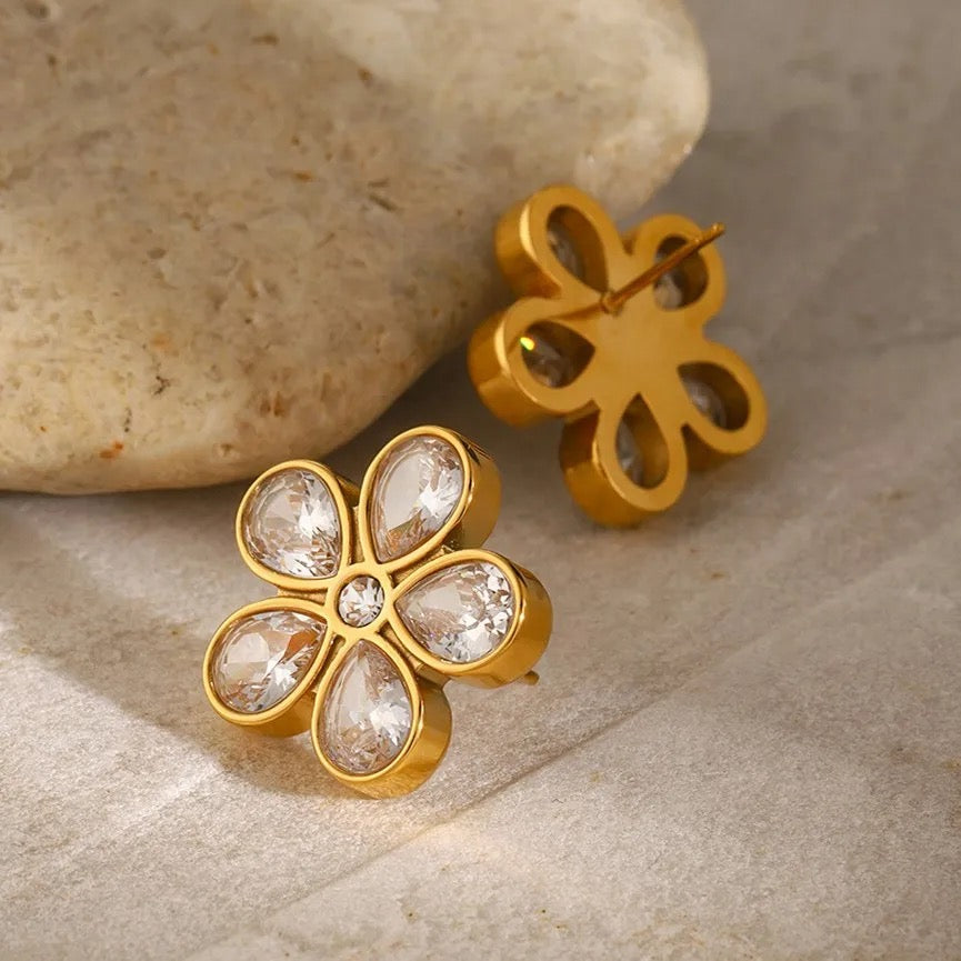Carryallco Timeless Crystal Flower Stud Earrings