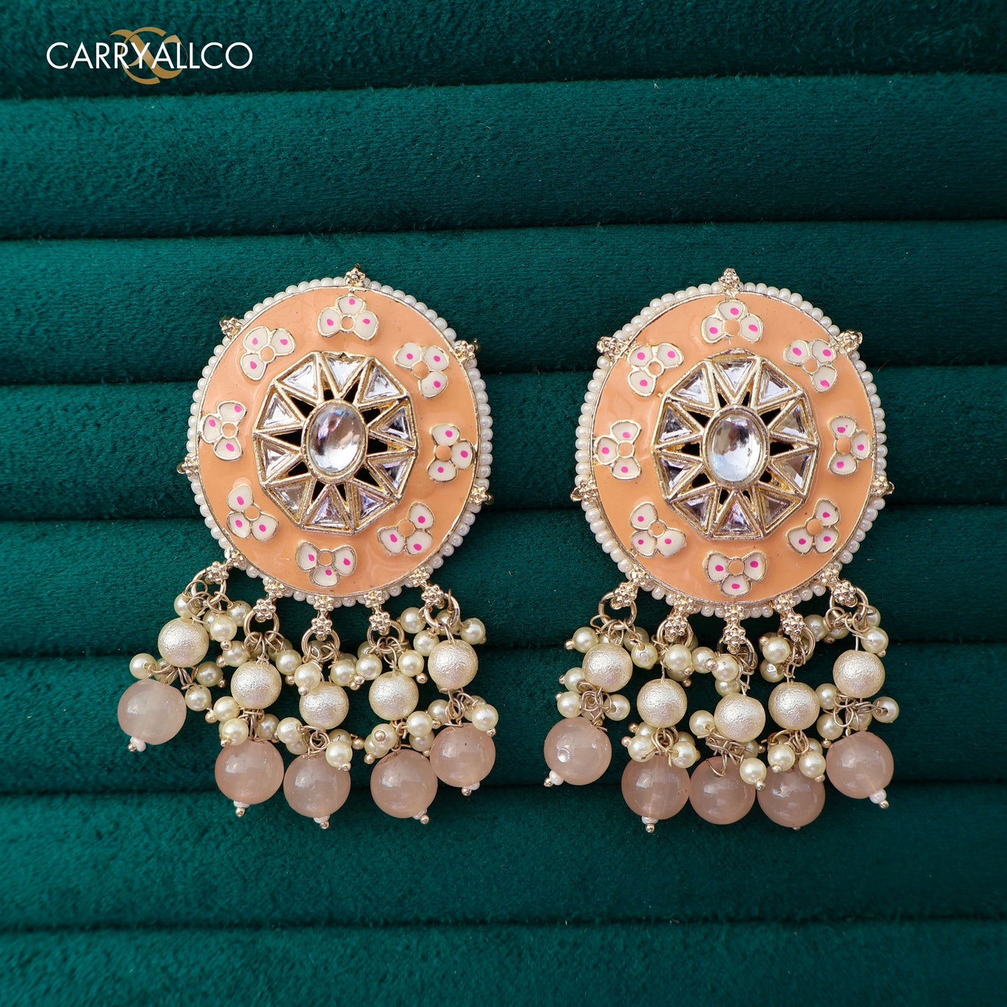 Carryallco Peach Meenakari Elegance Earrings