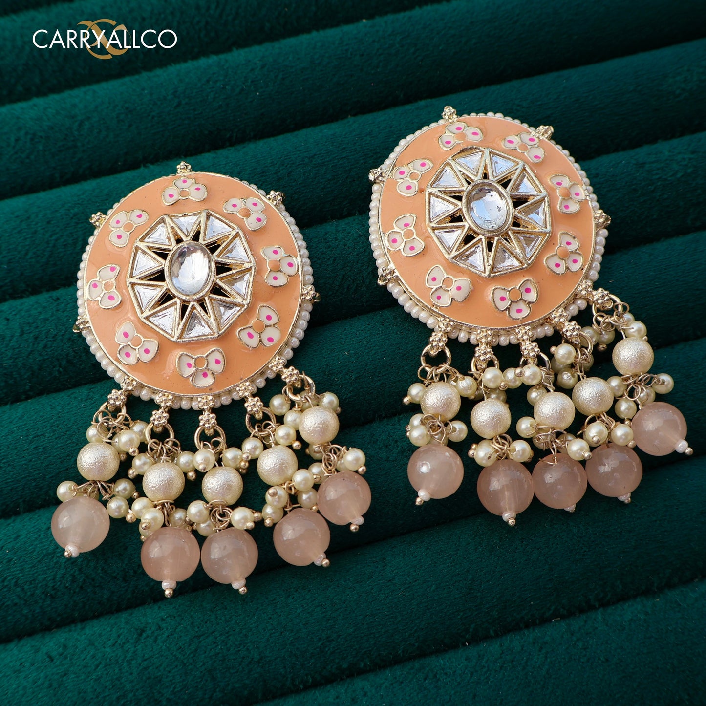 Carryallco Peach Meenakari Elegance Earrings
