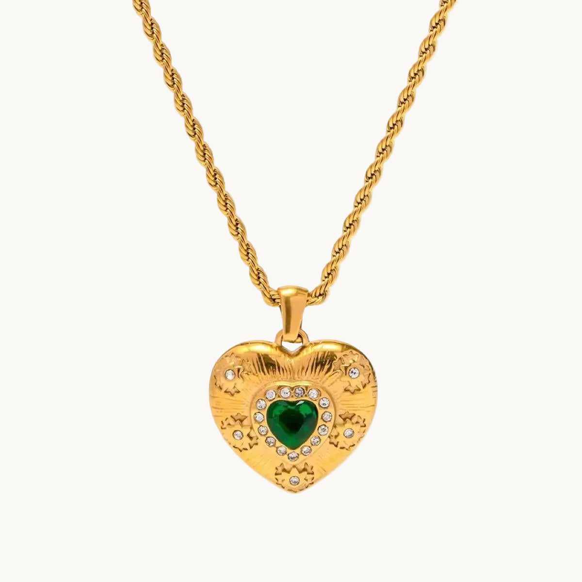 Emerald Heart Pendant Necklace