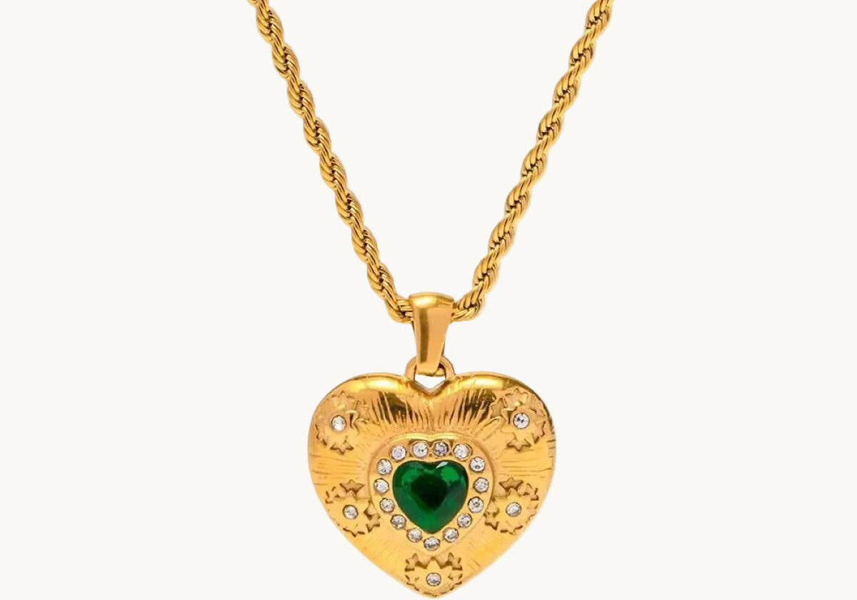 Emerald Heart Pendant Necklace