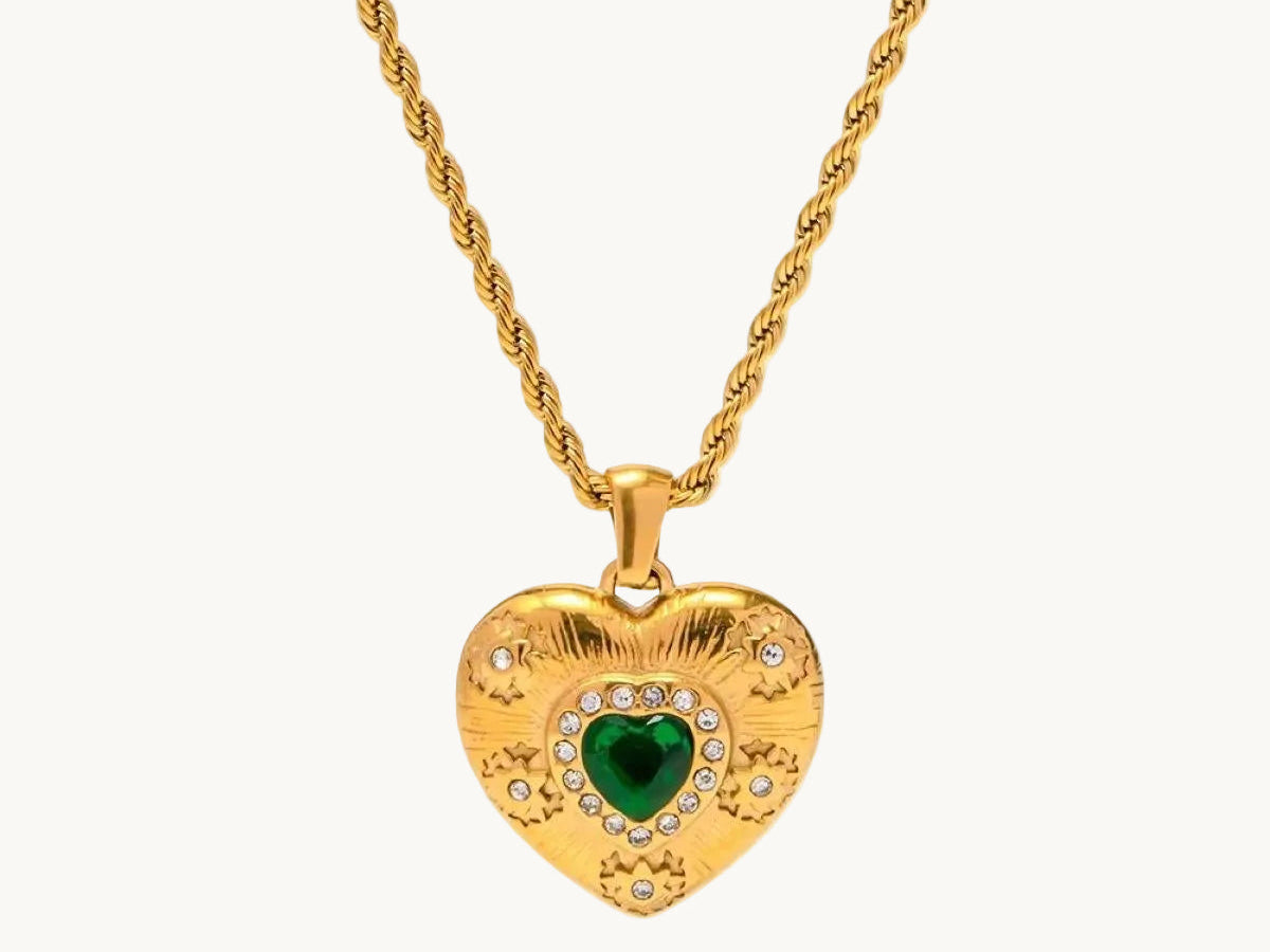 Emerald Heart Pendant Necklace