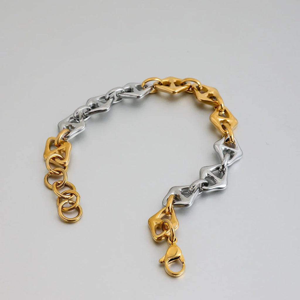 men demi fine gold plated bracelet dual tone