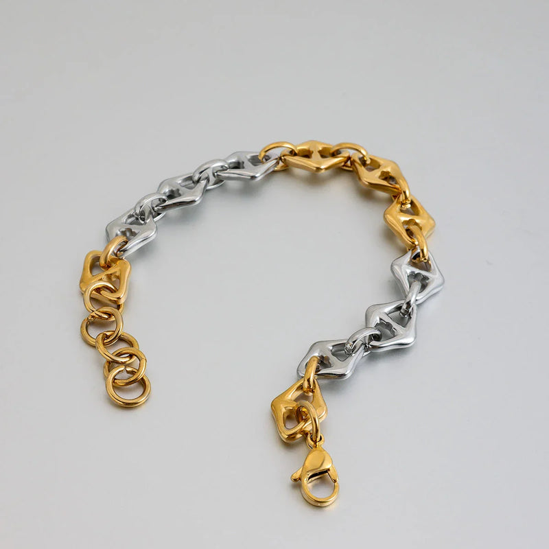 men demi fine gold plated bracelet dual tone