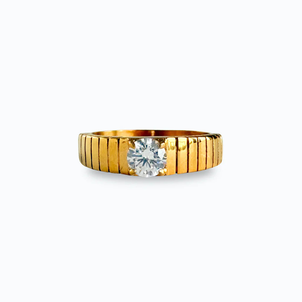 Croissant White Stone Ring