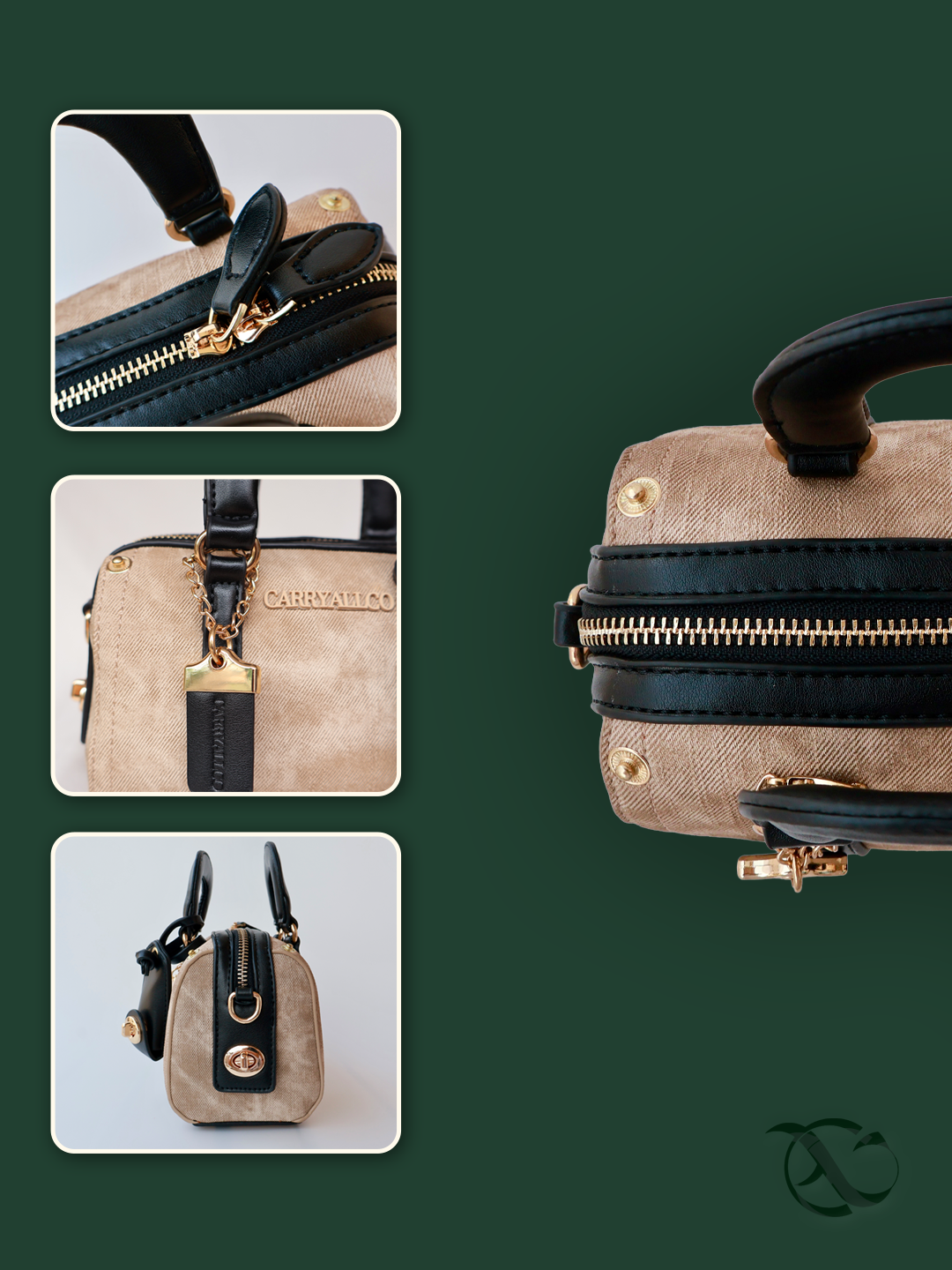 Carryallco Celeste – Camel Brown Handmade Vintage Vegan Boston Bag