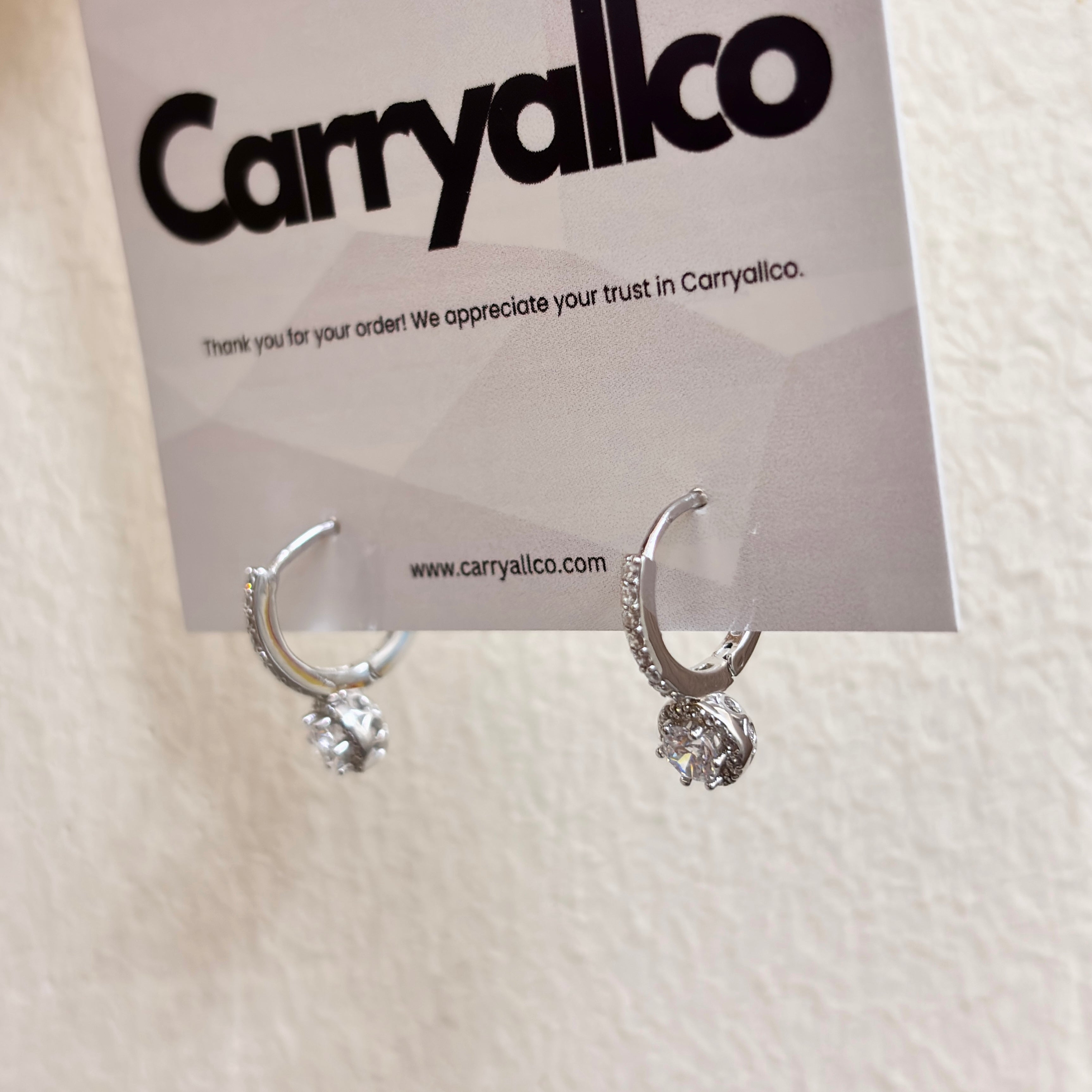 925 Sterling Silver Round Solitaire Hoop Earrings | Brilliant Cut Stone