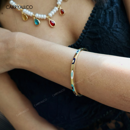 14K Gold Plated Blue Turkish Evil Eye Bracelet