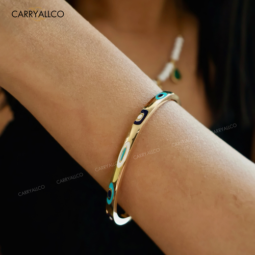 14K Gold Plated Blue Turkish Evil Eye Bracelet