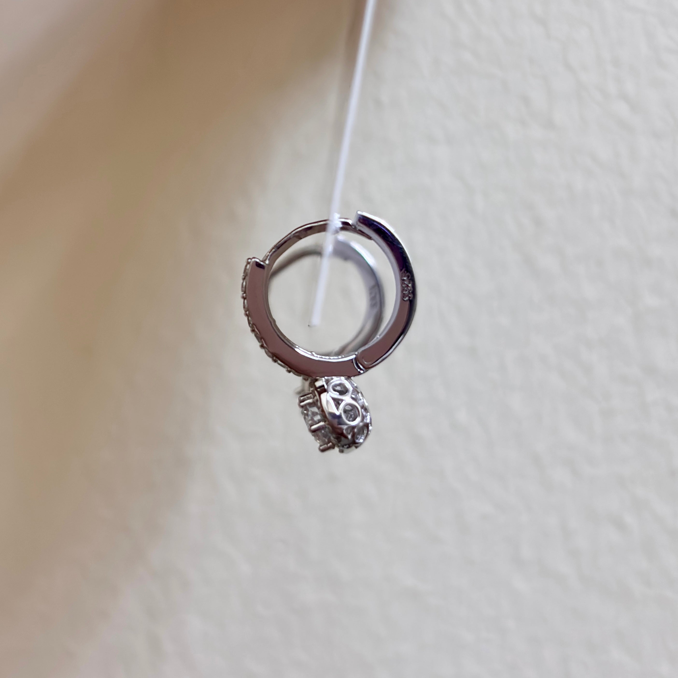 925 Sterling Silver Round Solitaire Hoop Earrings | Brilliant Cut Stone