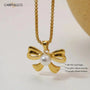 18K Gold Plated Aurora Pearl Bow Pendant