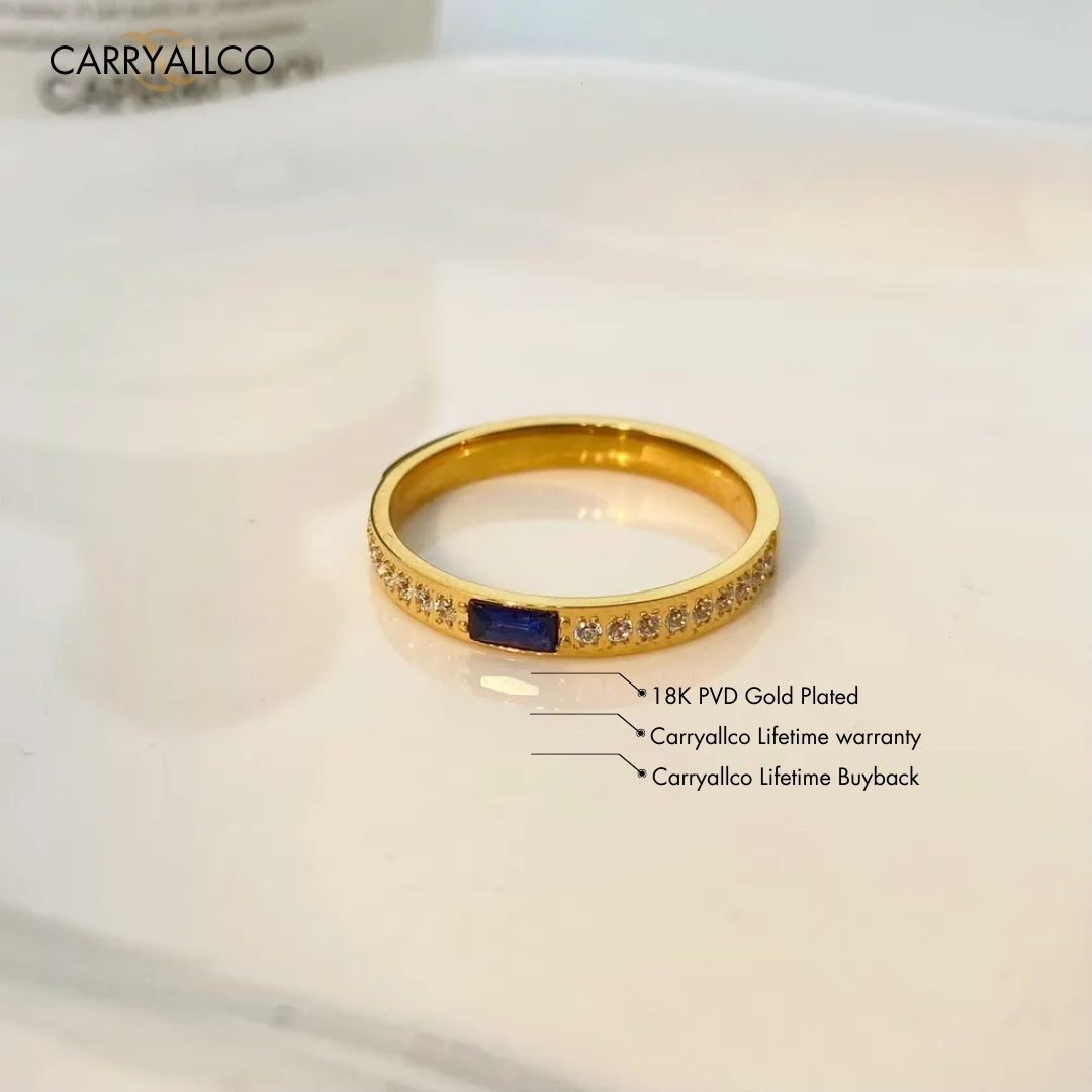 18K Gold-Plated Blue Zircon Half-Circle Ring Carryallco