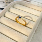18K Gold-Plated Blue Zircon Half-Circle Ring Carryallco