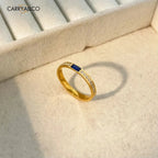 18K Gold-Plated Blue Zircon Half-Circle Ring Carryallco