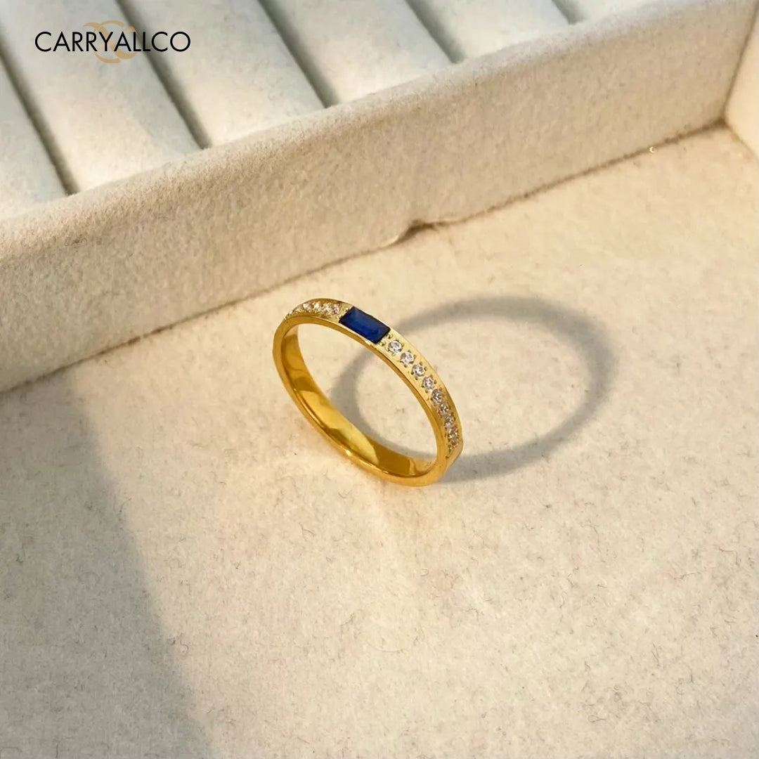 18K Gold-Plated Blue Zircon Half-Circle Ring Carryallco