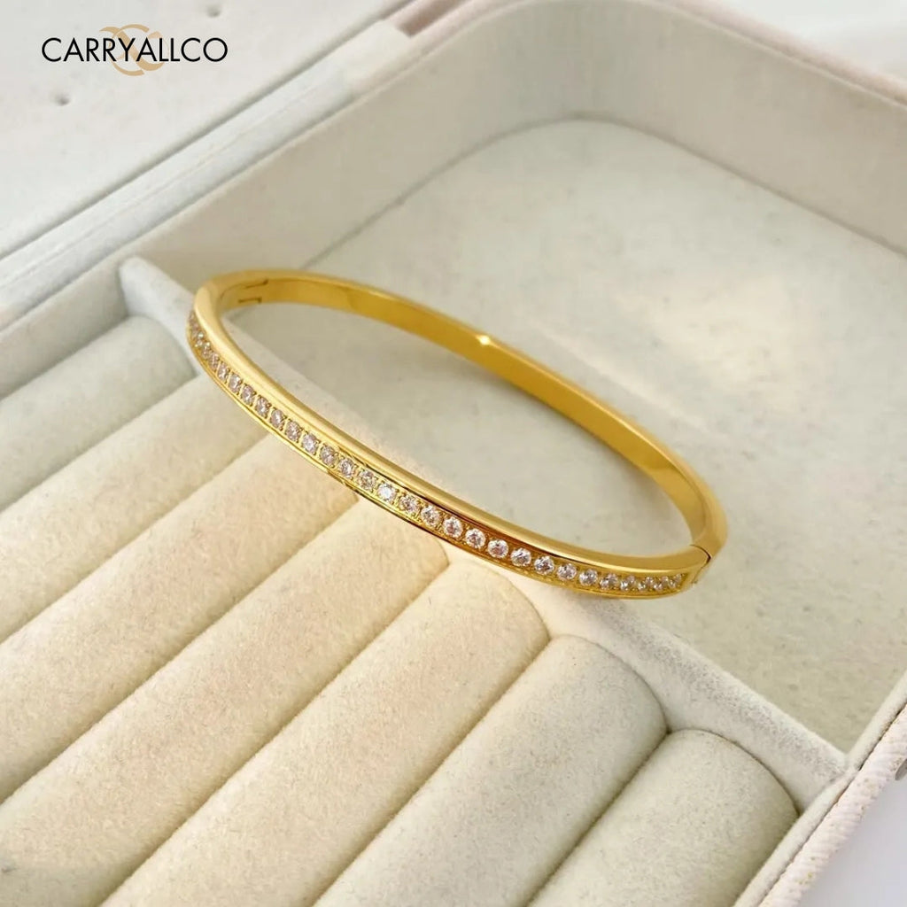 18K Gold-Plated Brilliant Cut Stone Titanium Steel Bracelet Carryallco