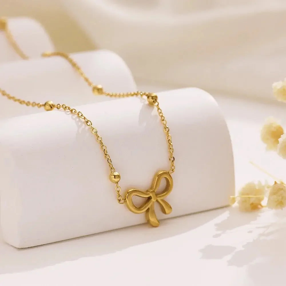 18K Gold Plated Charming Bowknot Necklace – Demi-Fine