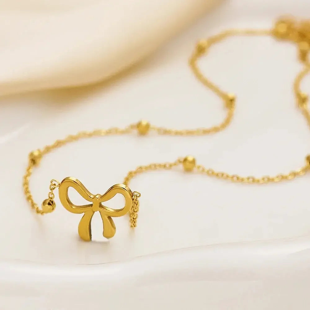 18K Gold Plated Charming Bowknot Necklace – Demi-Fine