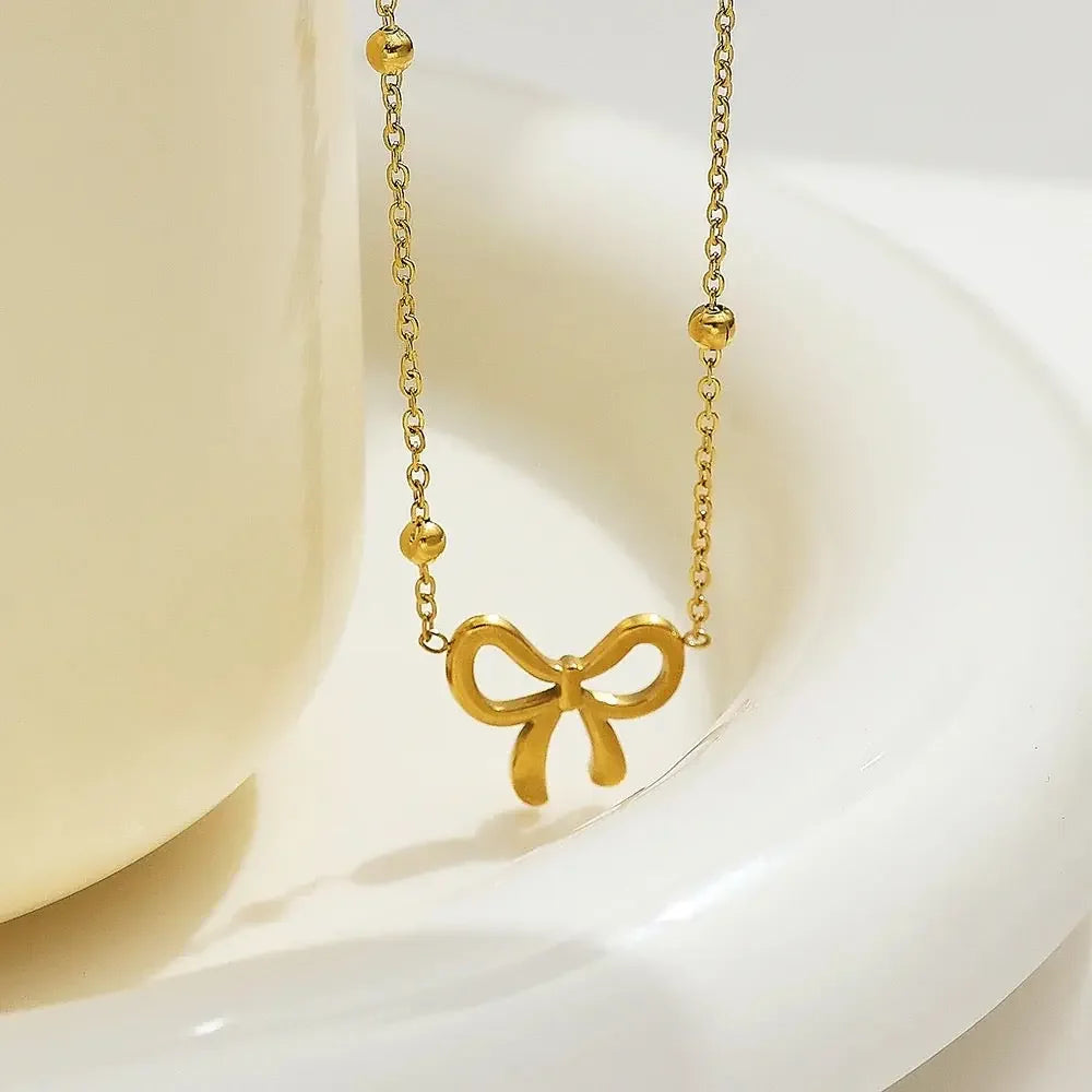18K Gold Plated Charming Bowknot Necklace – Demi-Fine