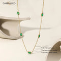 18K Gold-Plated Emerald Brilliant Cut Stone Necklace Carryallco