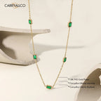 18K Gold-Plated Emerald Brilliant Cut Stone Necklace Carryallco