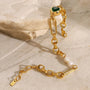 18K Gold Plated Freshwater Pearl & Green Heart Bracelet Carryallco