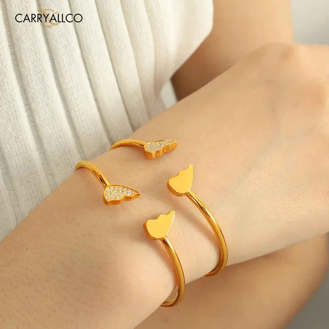 18K Gold-Plated Geometric Zircon Open Cuff Bracelet Carryallco