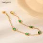 18K Gold-Plated Green Square Zircon Bracelet Carryallco