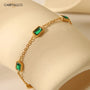 18K Gold-Plated Green Square Zircon Bracelet Carryallco