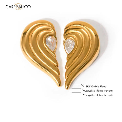 18K Gold Plated Half Heart Earrings