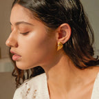 18K Gold Plated Half Heart Earrings
